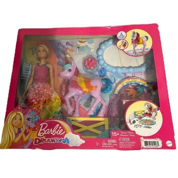 Barbie Dreamtopia Play Set NEW Unicorn Rainbow Blonde Horse Pony
